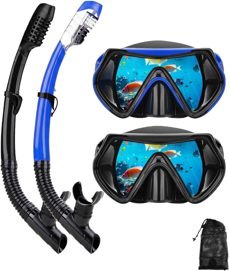 DIPUKI Snorkeling Gear for Adults, Dry Snorkel Mask Set, Scuba Diving Snorkle mask Set Adult, Panoramic Wide View Anti-Fog Dive mask, Swimming Diving Snorkeling Packages - Image 1